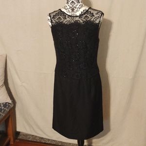 Vintage USA Made Cachet Sz 8 Beaded Floral Lace Cocktail Party Dress Midi